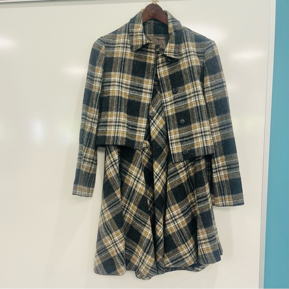 Vintage Kirkland Hall Signature Wool Blend Plaid Blazer Skirt Suit 8